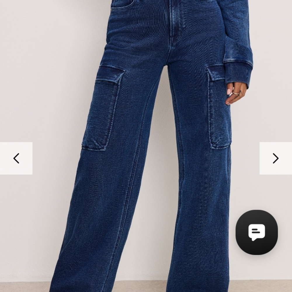 Good American wide leg cargo sweatpants jeans